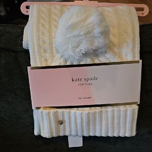 NEW Kate Spade Cream Cable Knit Hat and Scarf Set